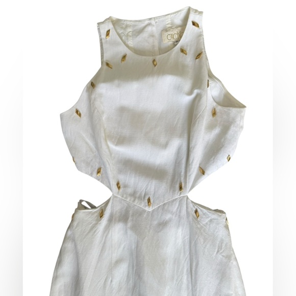 Vtg CACHE Dress Womens off white size 10 Linen blend - Picture 14 of 16